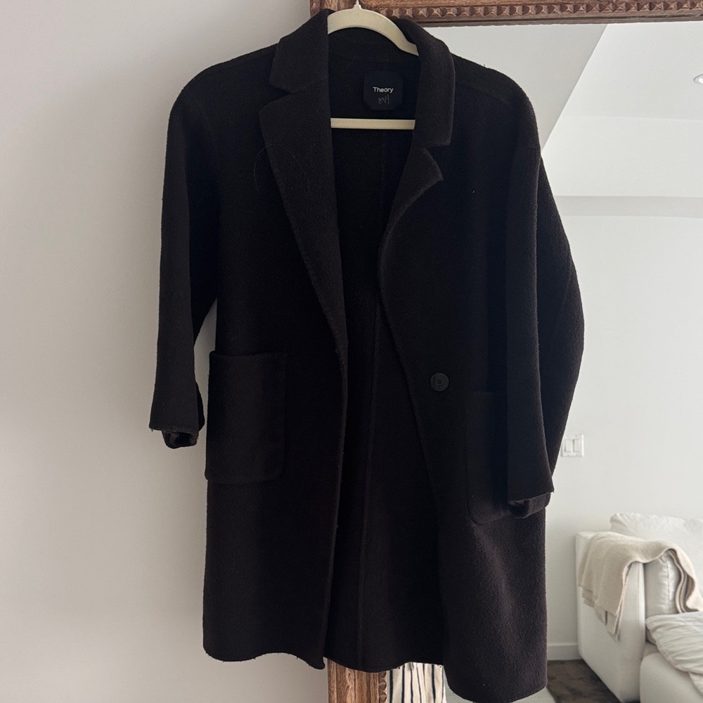 Theory chocolate brown coat size small